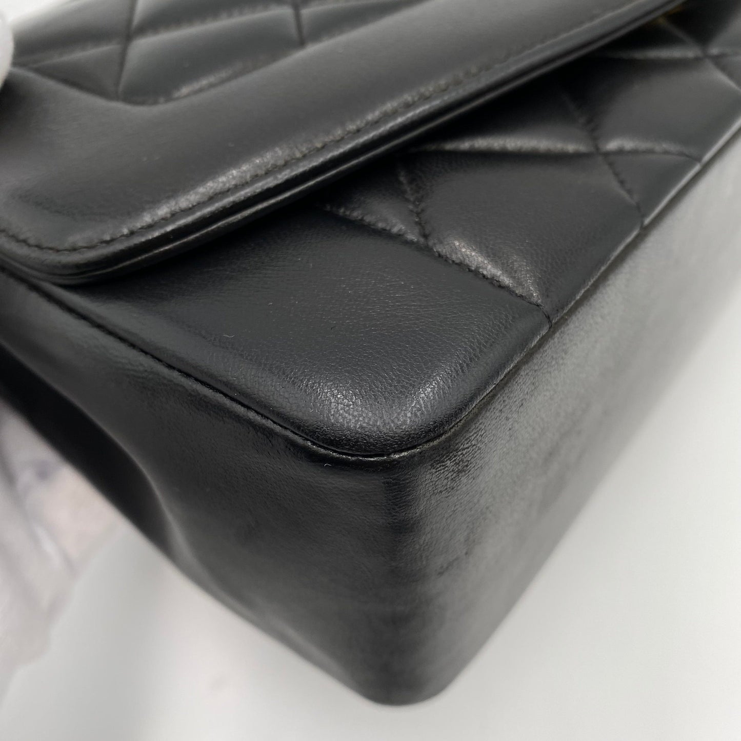 CHANEL VINTAGE DIANA MEDIUM CHAIN SHOULDER BAG BLACK LAMB SKIN 90220274