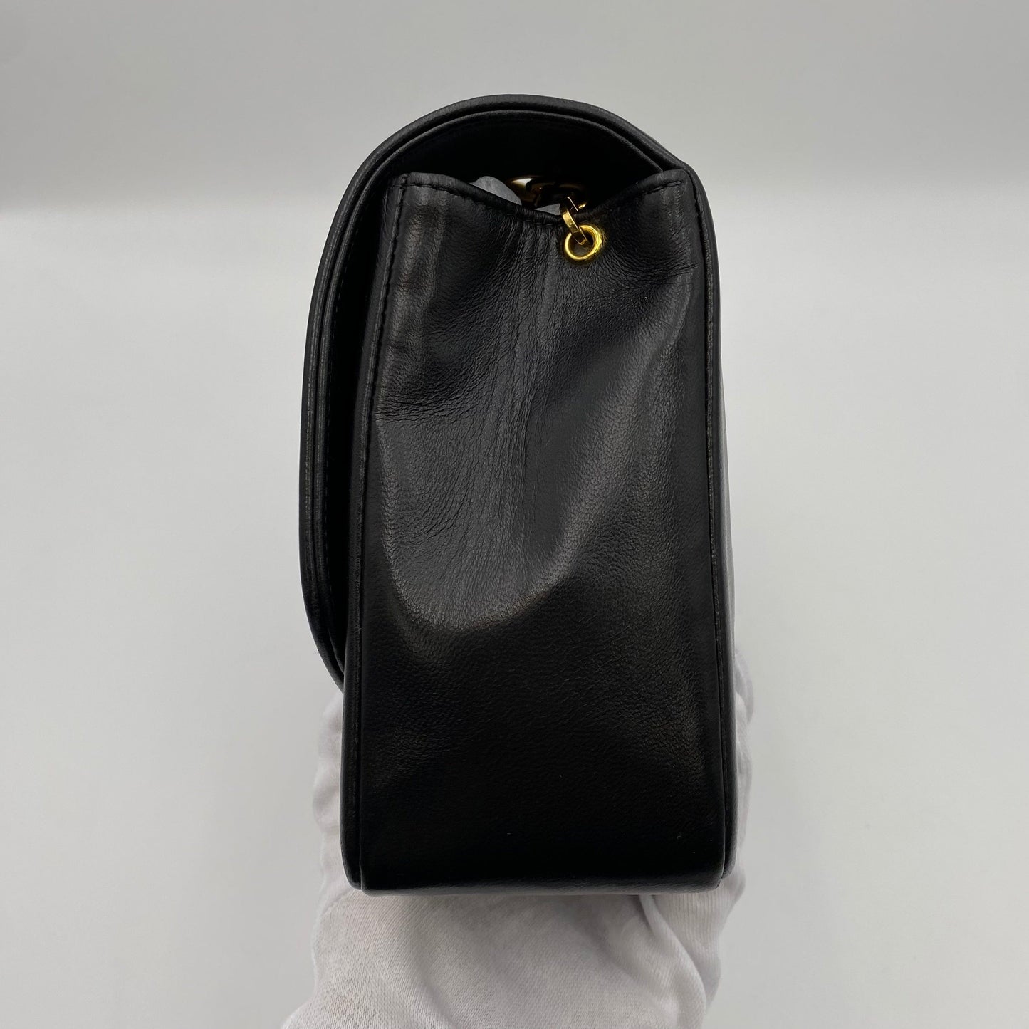 CHANEL VINTAGE DIANA MEDIUM CHAIN SHOULDER BAG BLACK LAMB SKIN 90220274