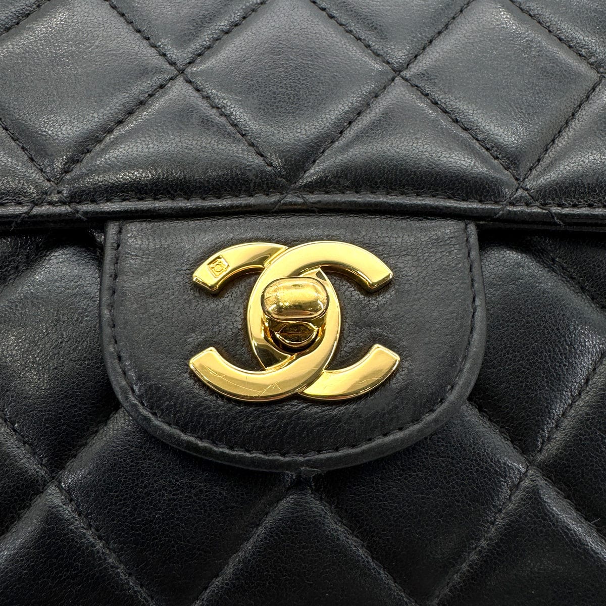 CHANEL VINTAGE DOUBLE FACE SHOULDER BAG BLACK LAMB SKIN 90267394