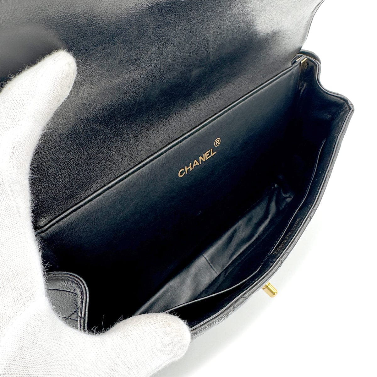 CHANEL VINTAGE DOUBLE FACE SHOULDER BAG BLACK LAMB SKIN 90267394