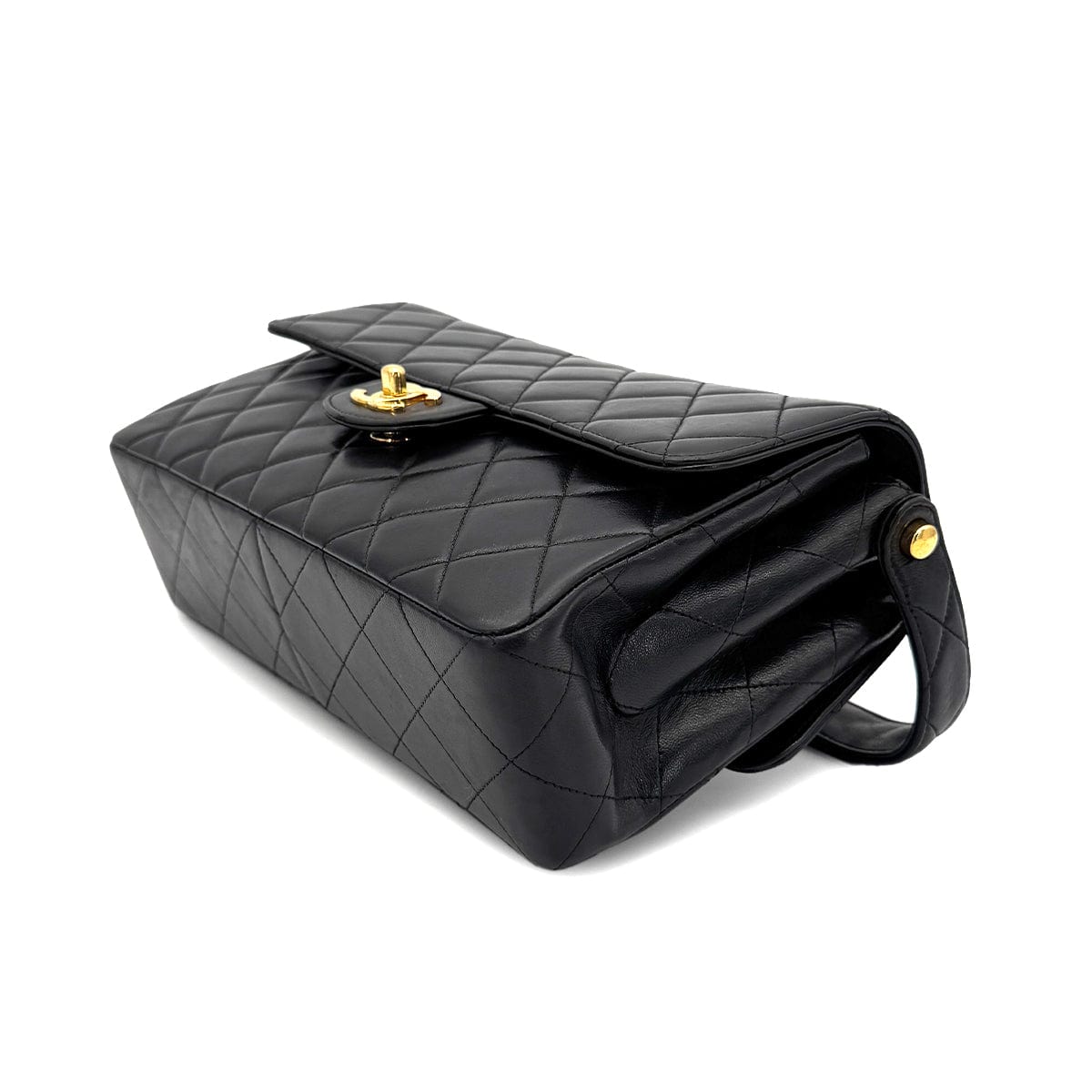 CHANEL VINTAGE DOUBLE FACE SHOULDER BAG BLACK LAMB SKIN 90267394