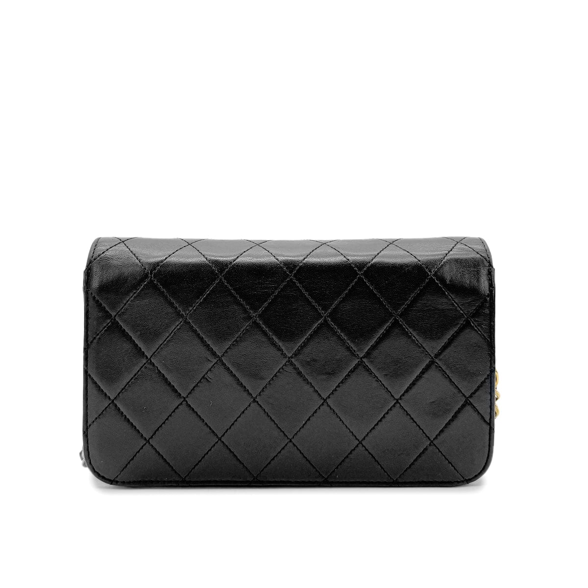 CHANEL VINTAGE FULL FLAP CHAIN SHOULDER BAG BLACK LAMB SKIN 90268082