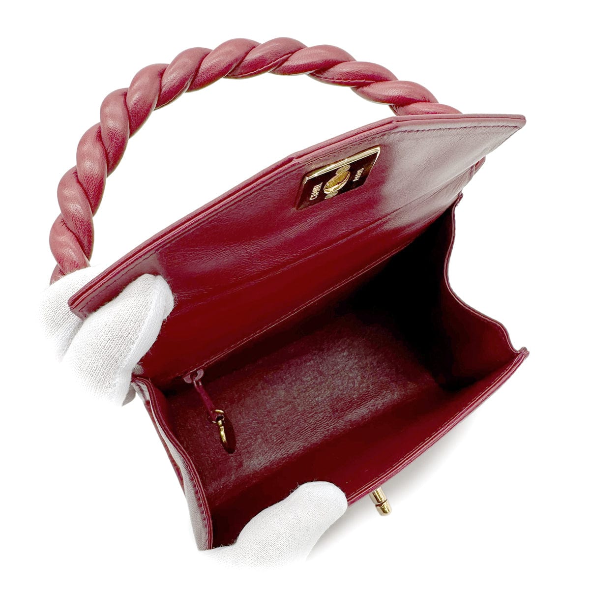 CHANEL VINTAGE HAND BAG RED LAMB SKIN 90268197