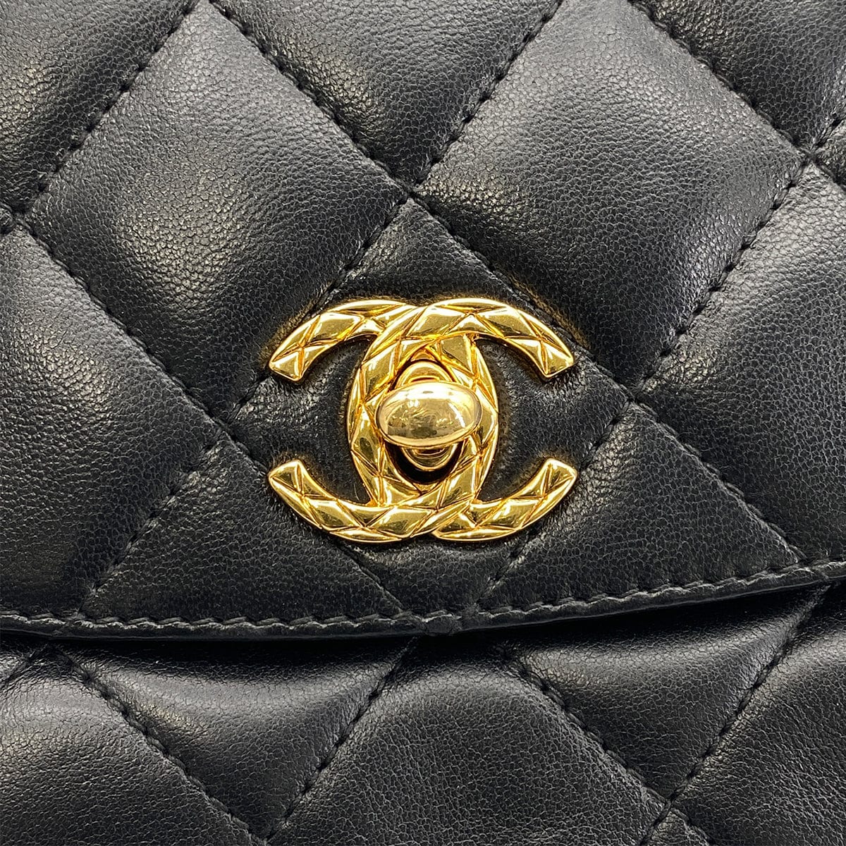 CHANEL VINTAGE MATELASSE BIJOU CHAIN SHOULDER BAG BLACK LAMB SKIN 90269613