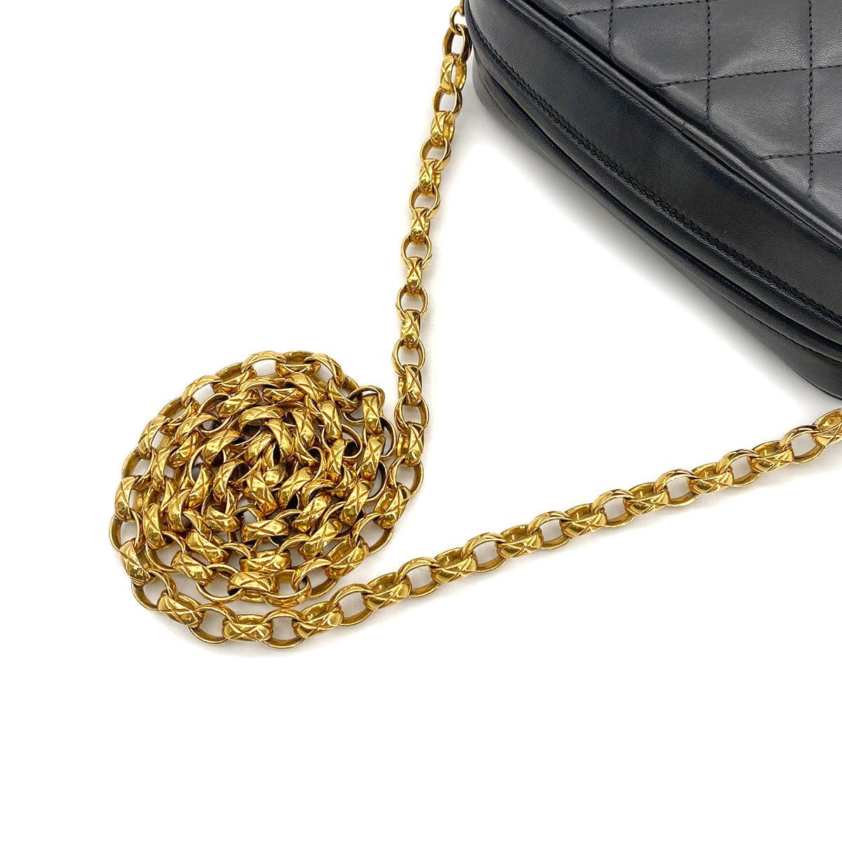CHANEL VINTAGE MATELASSE BIJOU CHAIN SHOULDER BAG BLACK LAMB SKIN 90269613