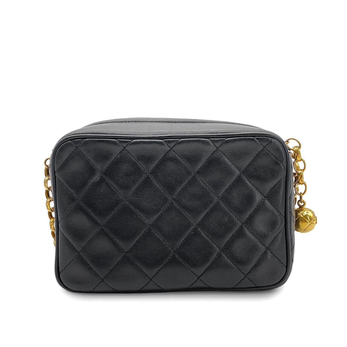 CHANEL VINTAGE MATELASSE BIJOU CHAIN SHOULDER BAG BLACK LAMB SKIN 90269613