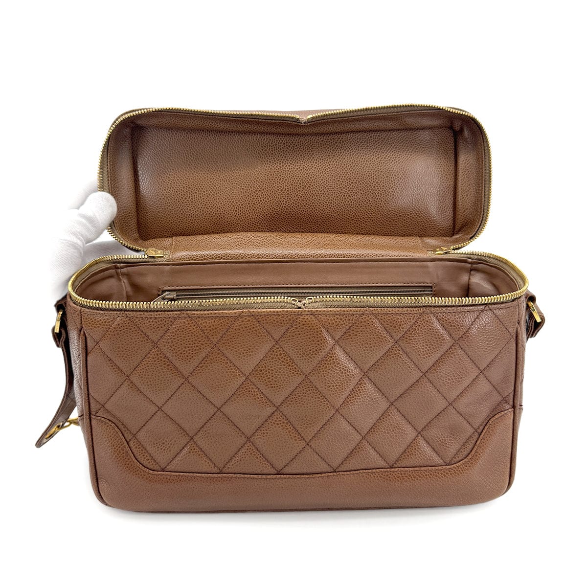 CHANEL VINTAGE MATELASSE CHAIN SHOULDER BAG BROWN CAVIAR SKIN 90267433