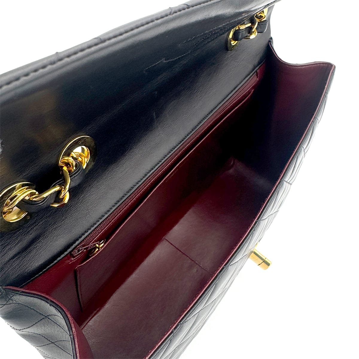 CHANEL VINTAGE MAXI MATELASSE 34 CHAIN SHOULDER BAG BLACK LAMB SKIN 90267401