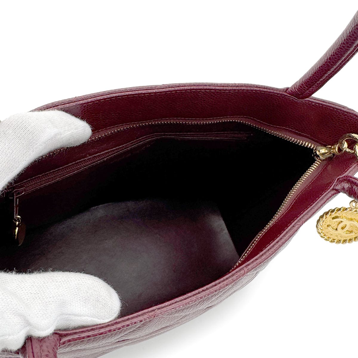CHANEL VINTAGE MEDALLION TOTE BAG BORDEAUX CAVIAR SKIN 90267770