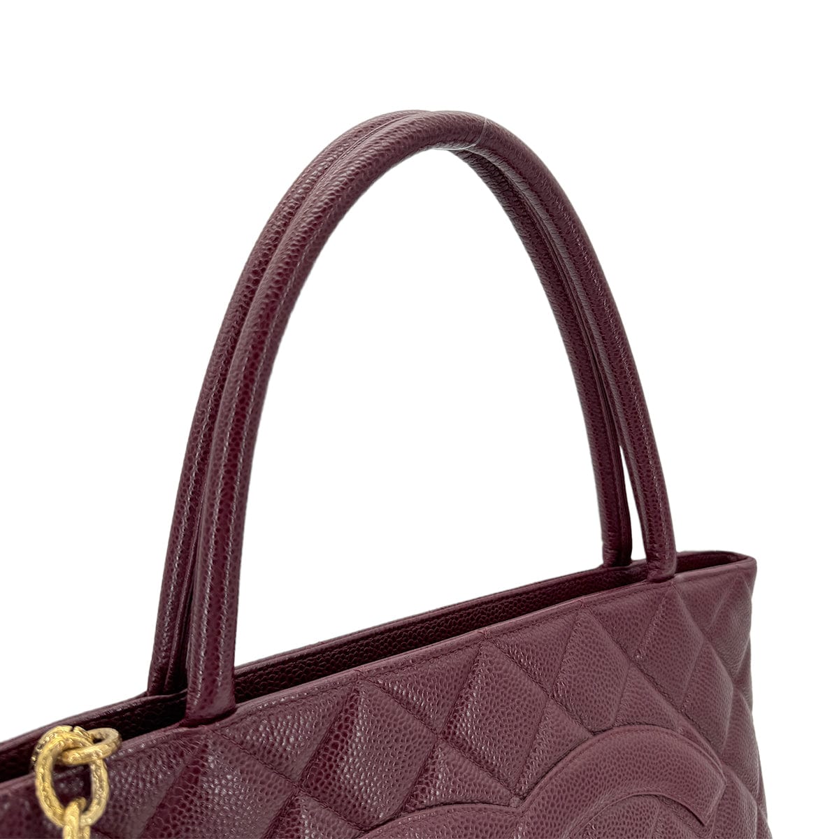 CHANEL VINTAGE MEDALLION TOTE BAG BORDEAUX CAVIAR SKIN 90267770