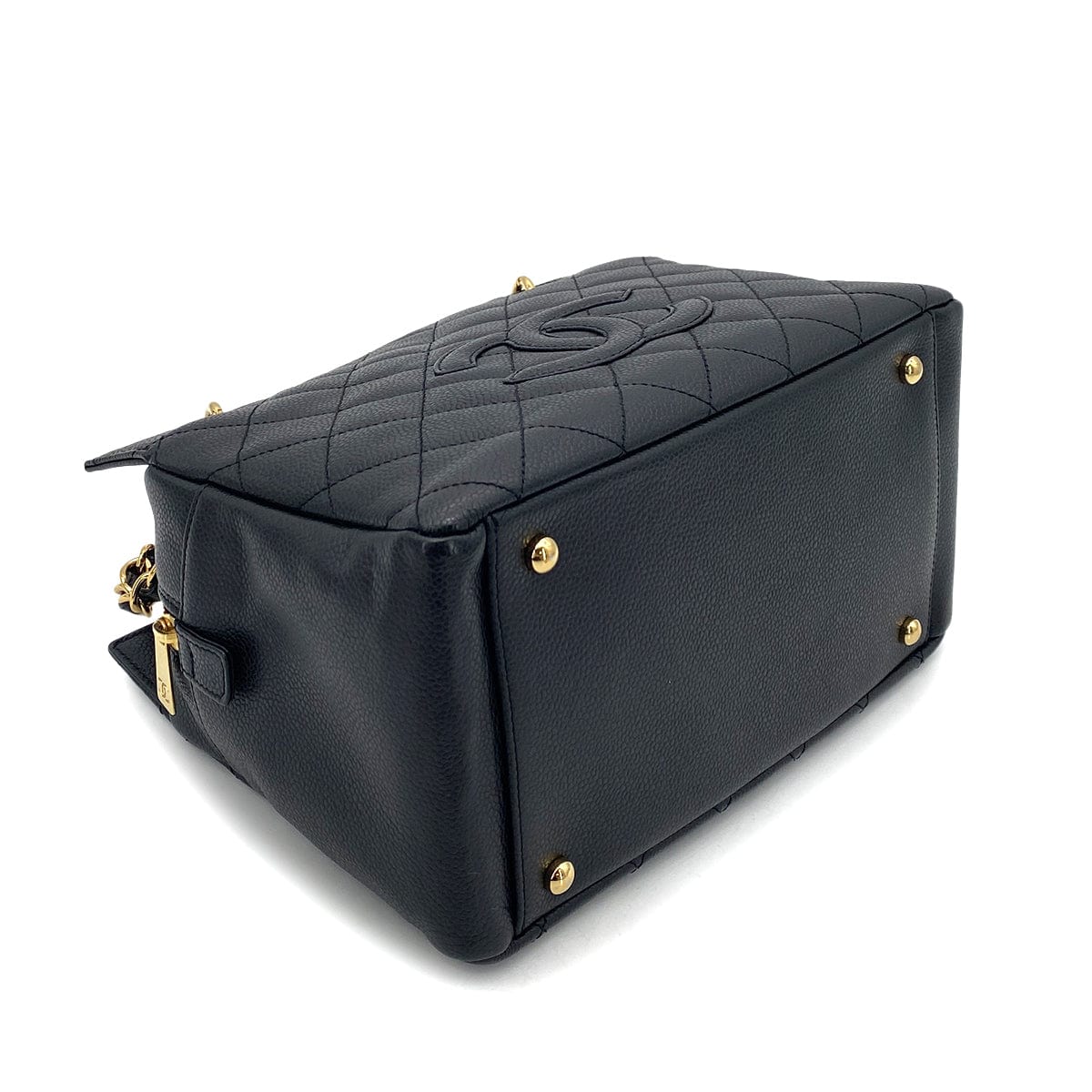 CHANEL VINTAGE PTT CHAIN TOTE BAG BLACK CAVIAR SKIN 90258916