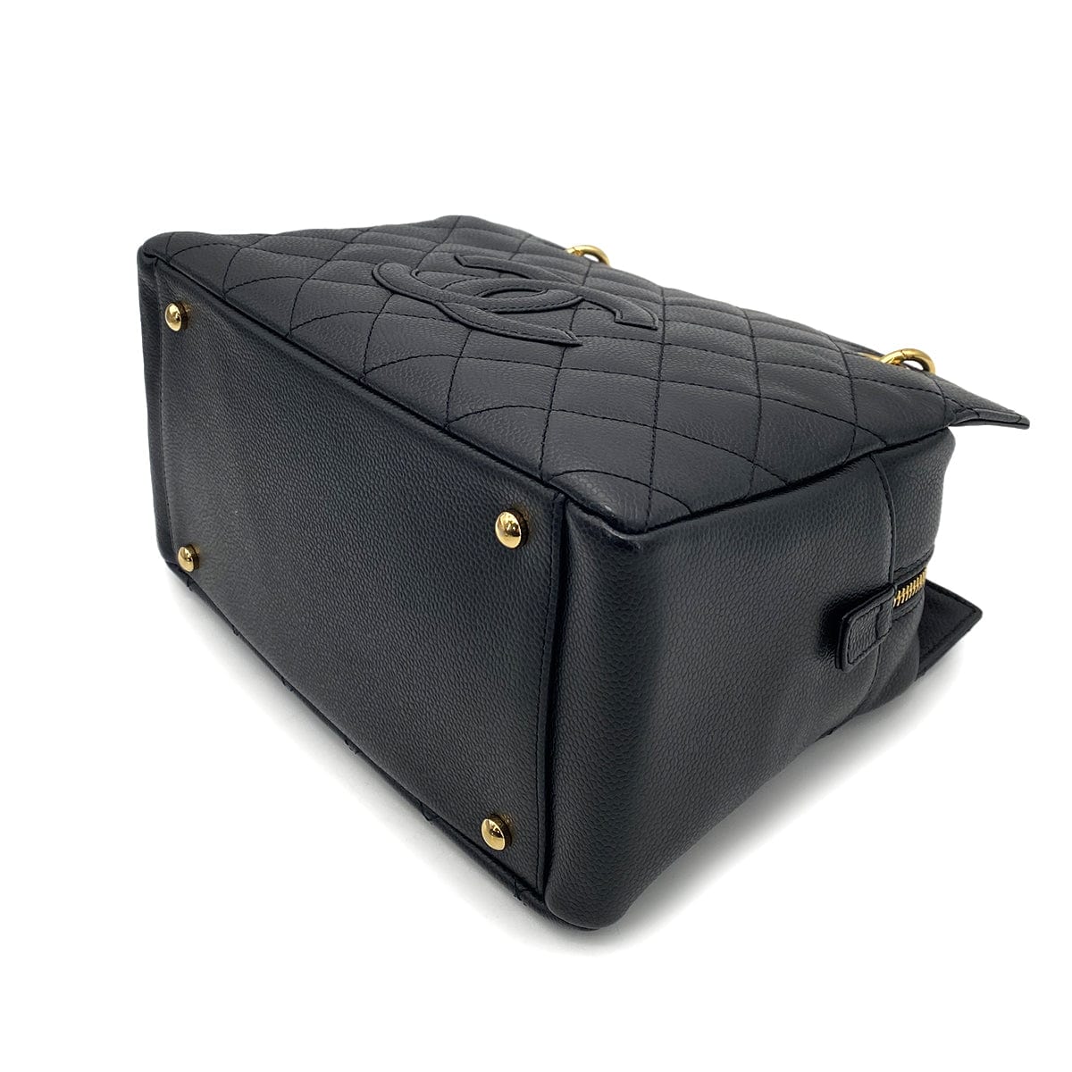 CHANEL VINTAGE PTT CHAIN TOTE BAG BLACK CAVIAR SKIN 90258916