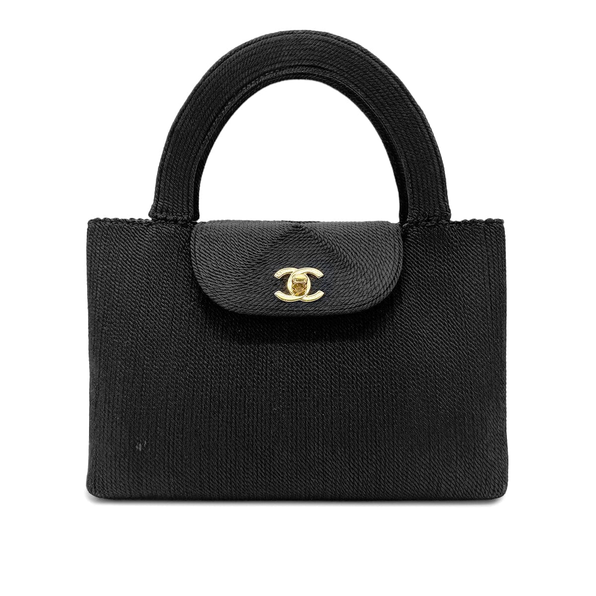 CHANEL VINTAGE TURN LOCK HAND BAG FABRIC BLACK 90269178