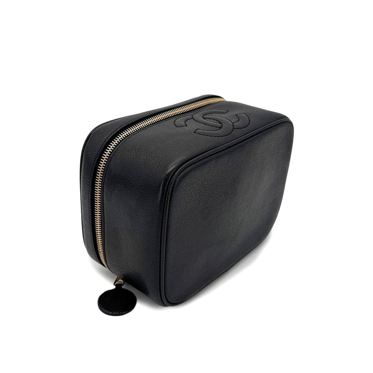 CHANEL VINTAGE VANITY HAND BAG BLACK CAVIAR SKIN 90268086