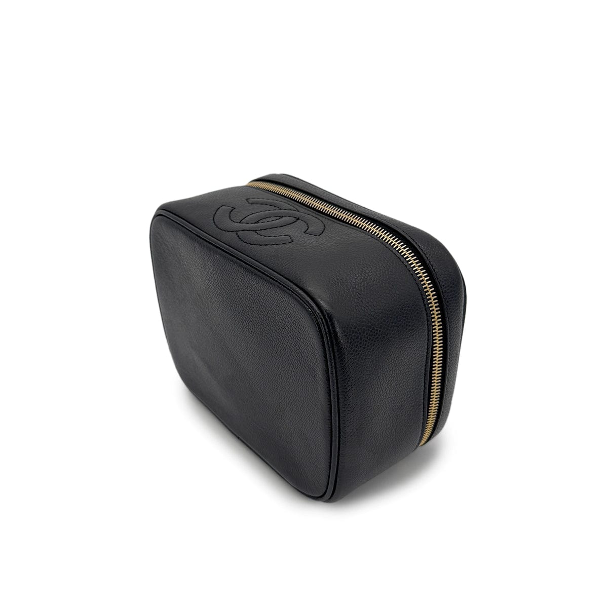 CHANEL VINTAGE VANITY HAND BAG BLACK CAVIAR SKIN 90268086