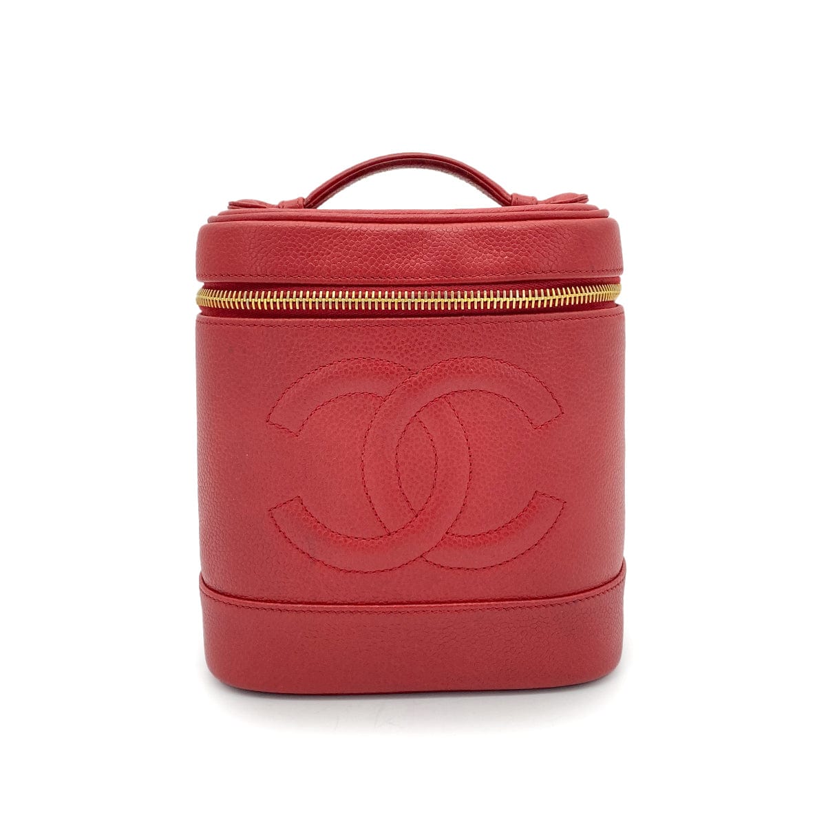 CHANEL VINTAGE VANITY HAND BAG RED CAVIAR SKIN 90263622