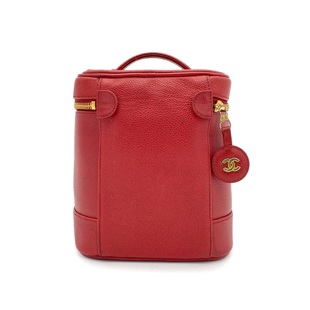 CHANEL VINTAGE VANITY HAND BAG RED CAVIAR SKIN 90263622
