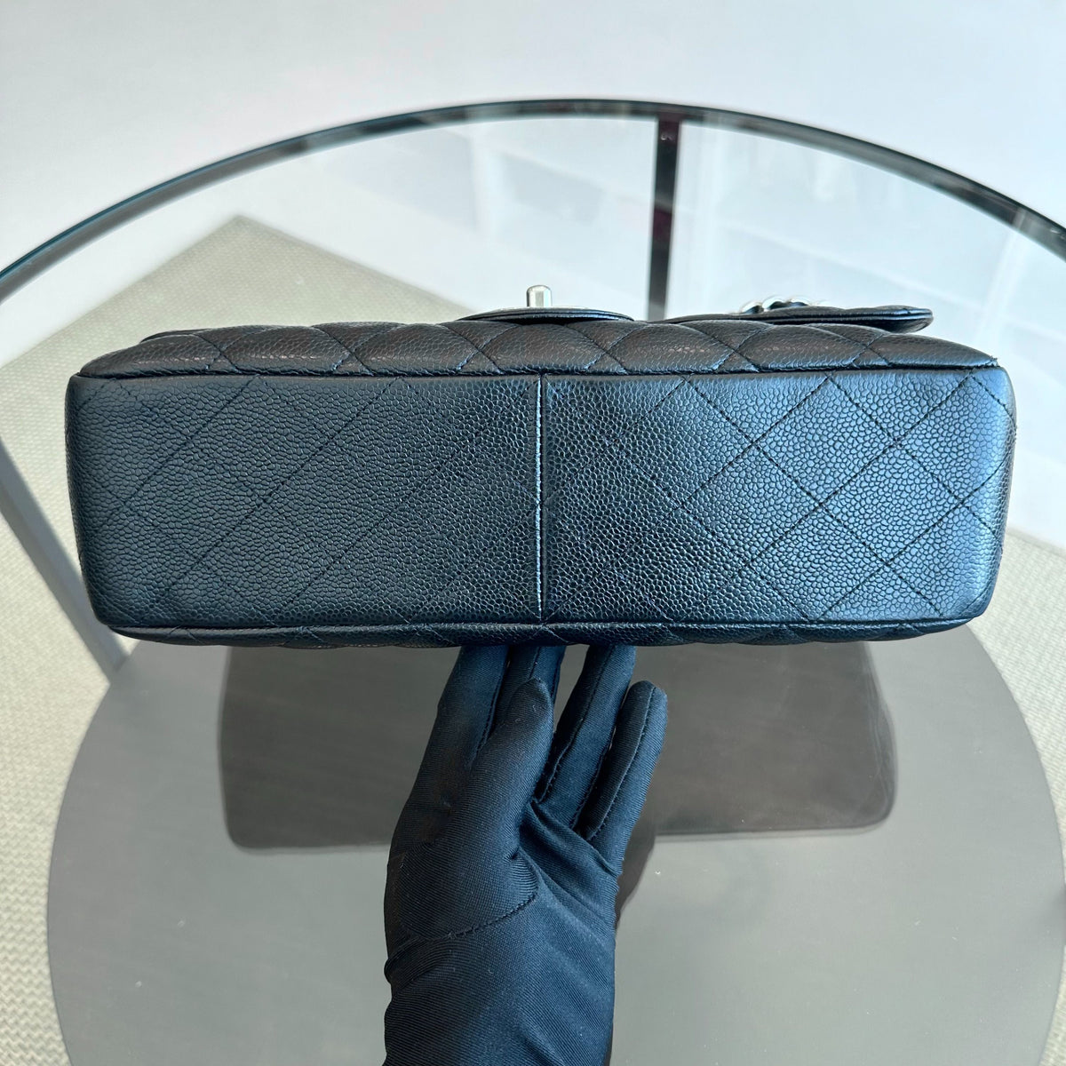 Classic Flap Jumbo 30cm Single Flap Black SHW No 13