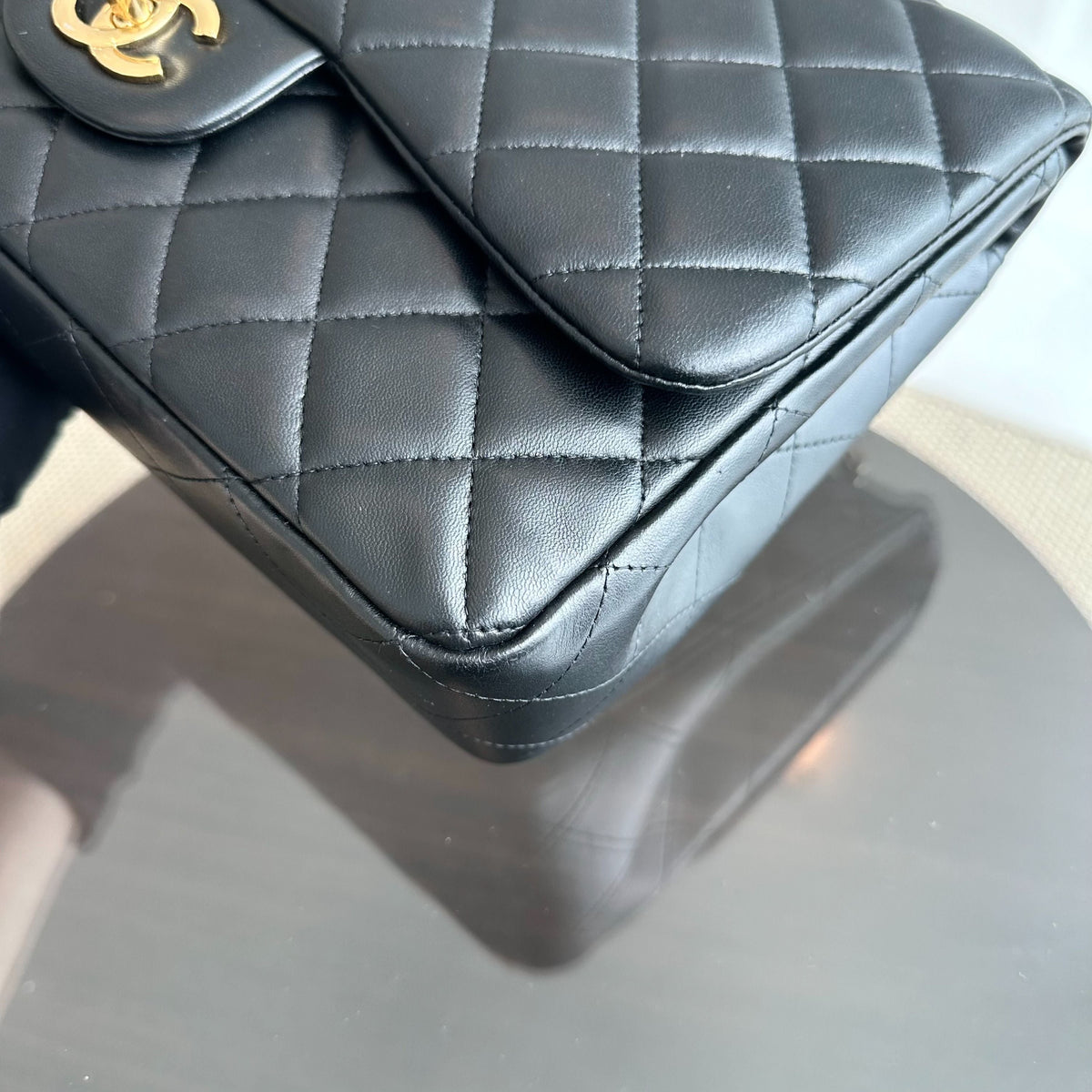 Classic Flap Jumbo 30CM Single Flap Quilted Lambskin Black GHW No 14