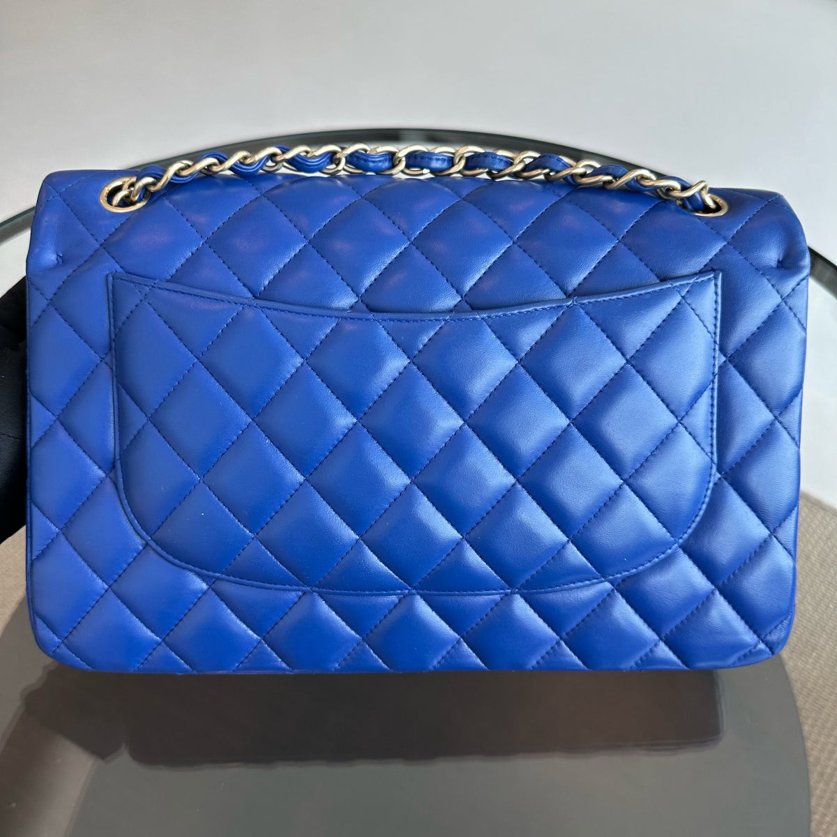 Classic Flap Jumbo Double Flap Lambskin Blue GHW No 18