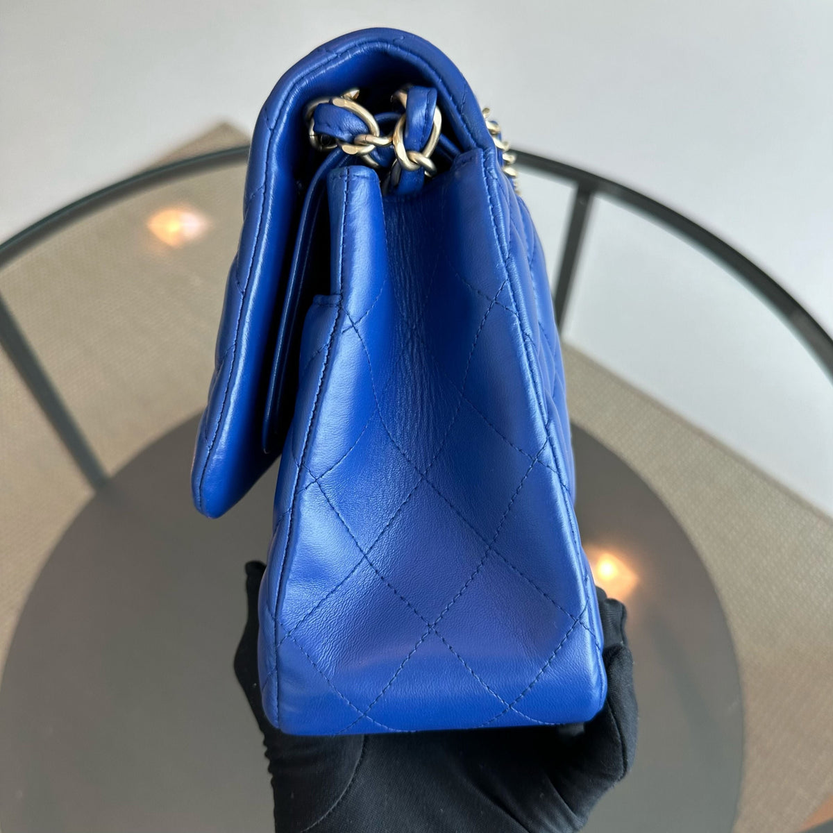 Classic Flap Jumbo Double Flap Lambskin Blue GHW No 18