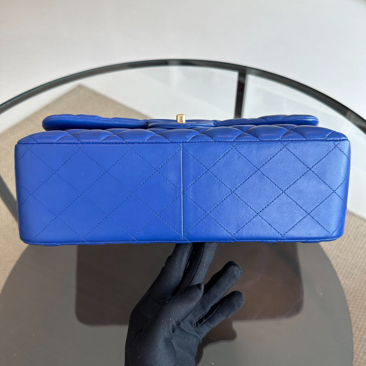 Classic Flap Jumbo Double Flap Lambskin Blue GHW No 18