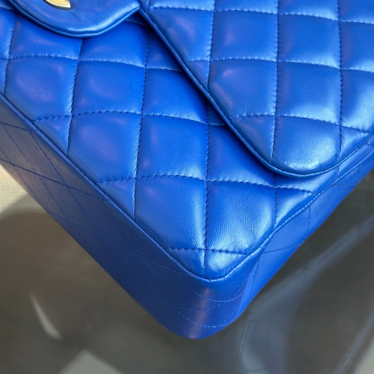 Classic Flap Jumbo Double Flap Lambskin Blue GHW No 18