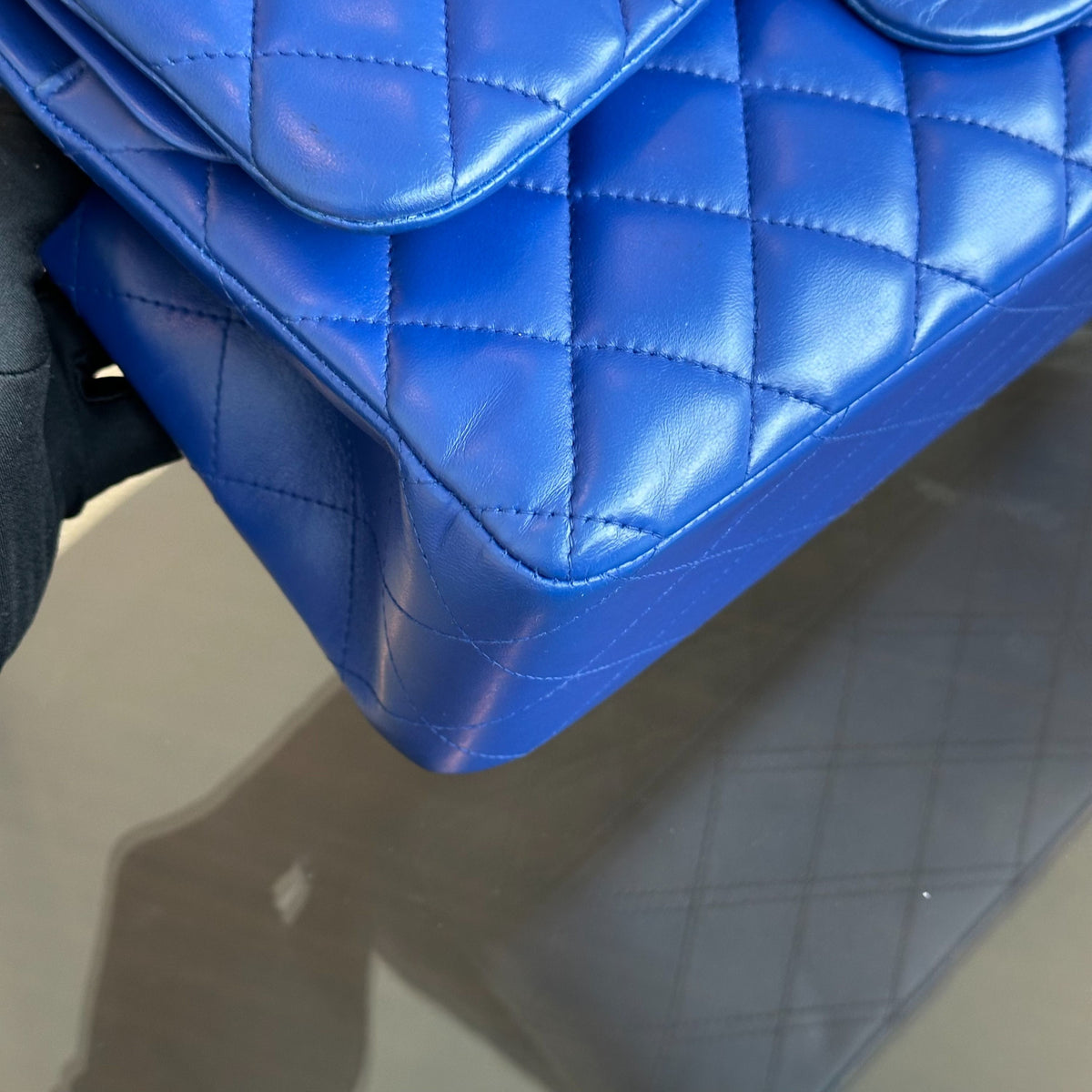 Classic Flap Jumbo Double Flap Lambskin Blue GHW No 18