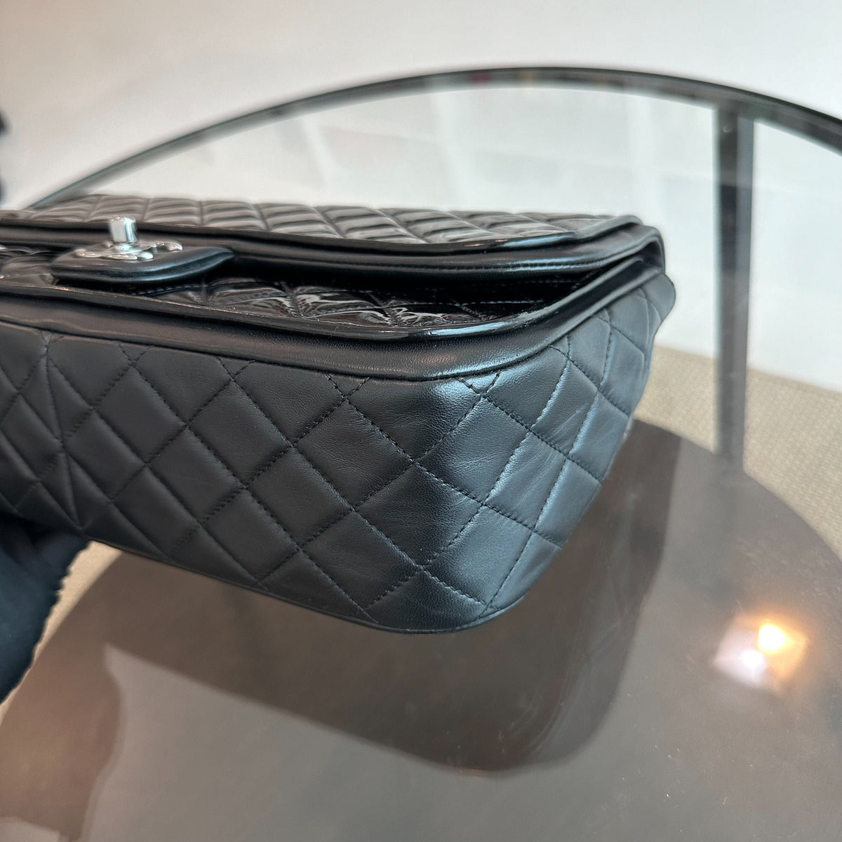 Classic Twist Timeless Jumbo Patent With Lambskin Black No 18