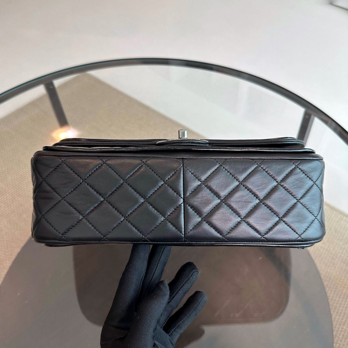 Classic Twist Timeless Jumbo Patent With Lambskin Black No 18