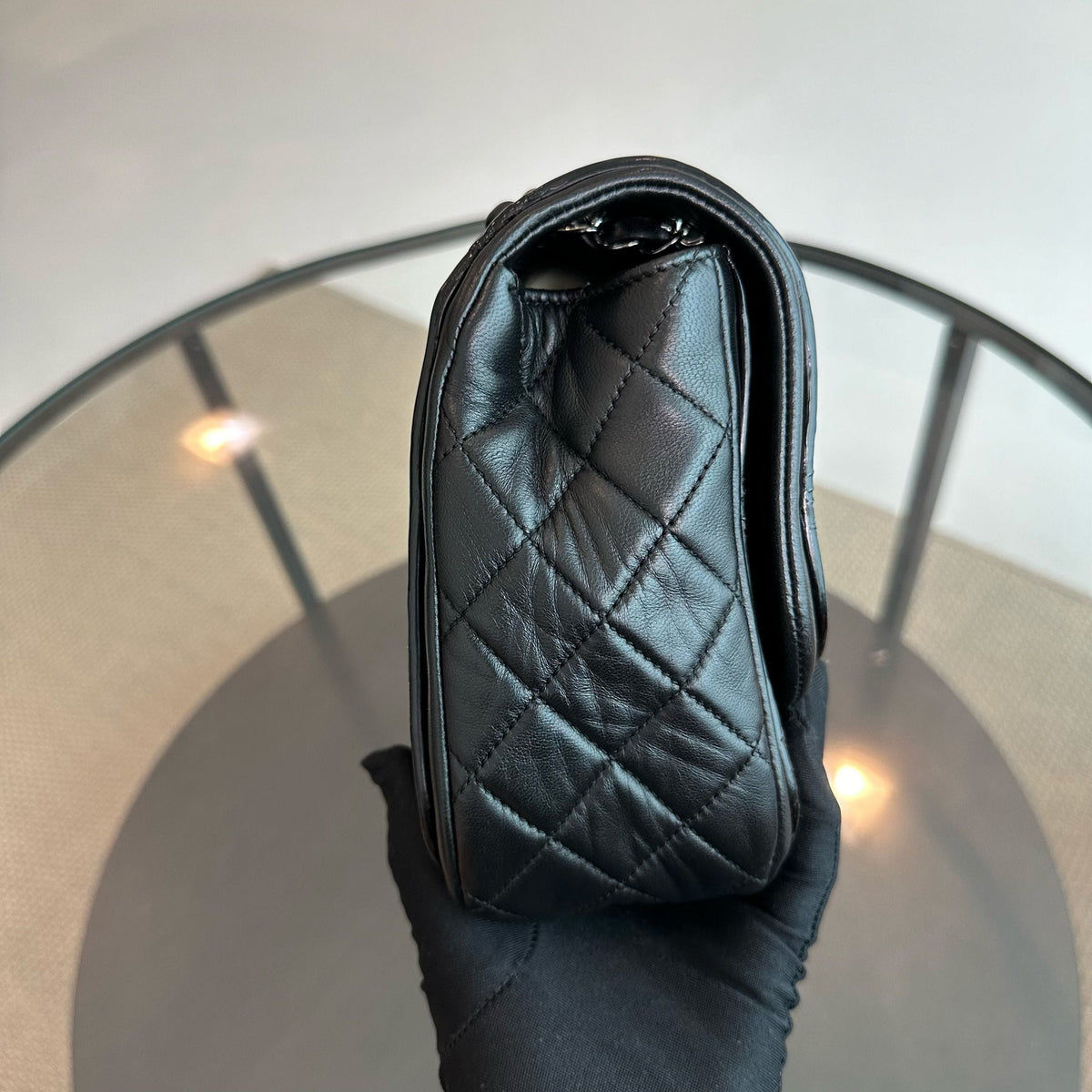 Classic Twist Timeless Jumbo Patent With Lambskin Black No 18