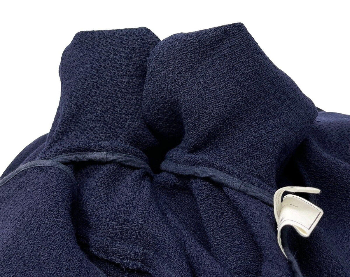 CHANEL Vintage 94A CC Logo Long Jacket #40 Dark Blue Gold Button Wool