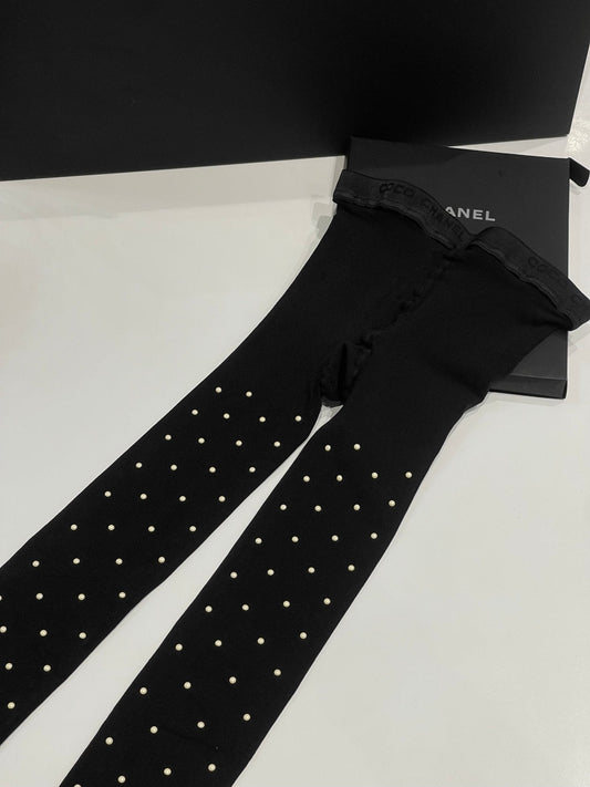 Chanel - Collants perles noirs T2