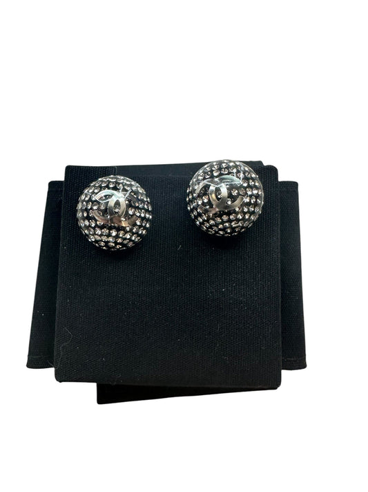Chanel CC Half Ball with Crystals Earrings