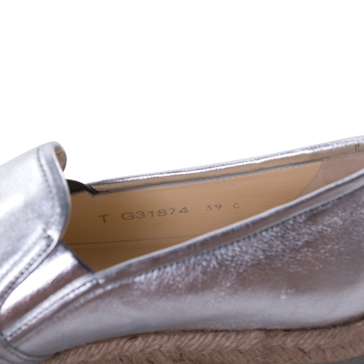 Chanel Silver Metallic Leather Espadrilles