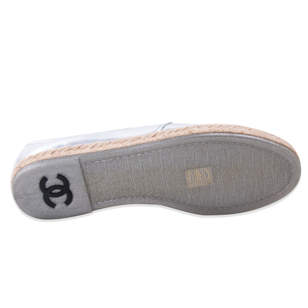 Chanel Silver Metallic Leather Espadrilles