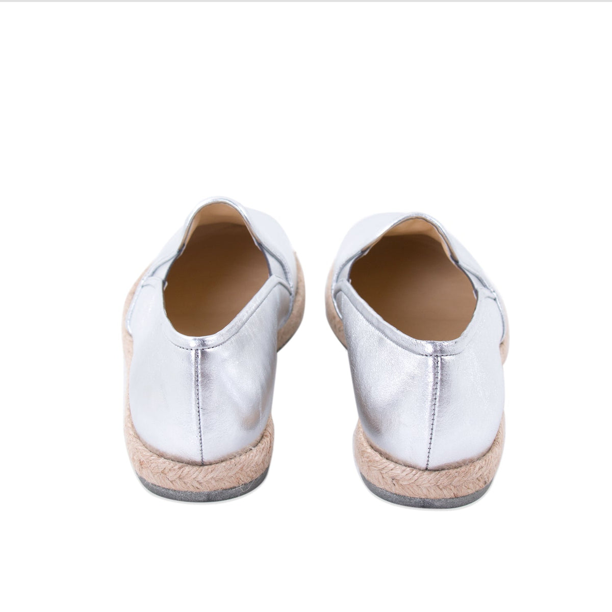 Chanel Silver Metallic Leather Espadrilles