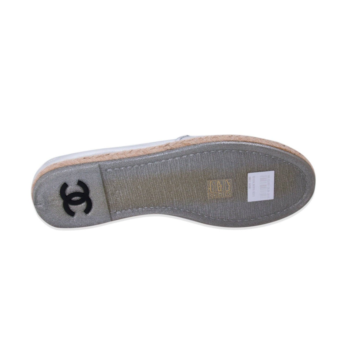 Chanel Silver Metallic Leather Espadrilles