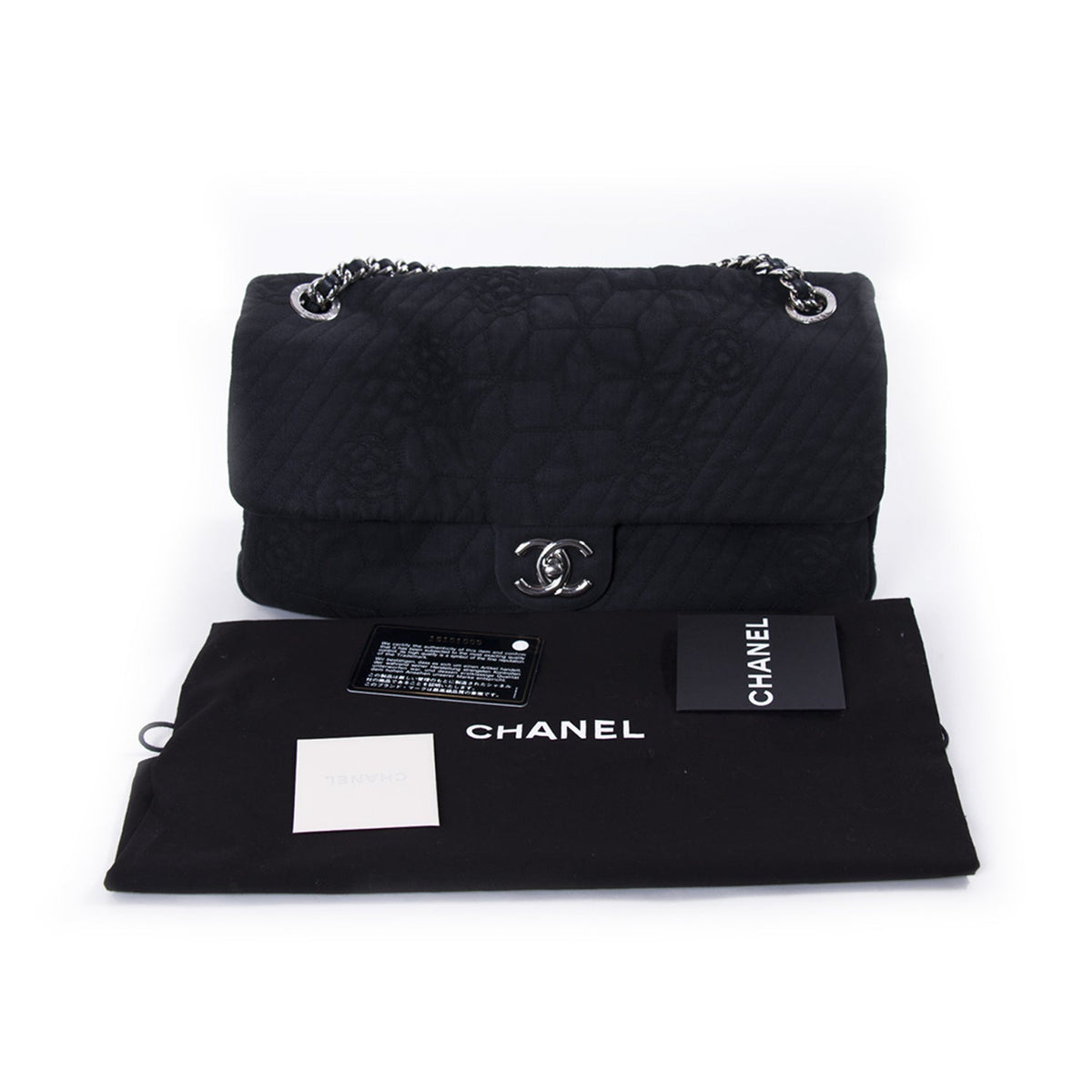 Chanel Stitched Camelia Jersey Flap Bag