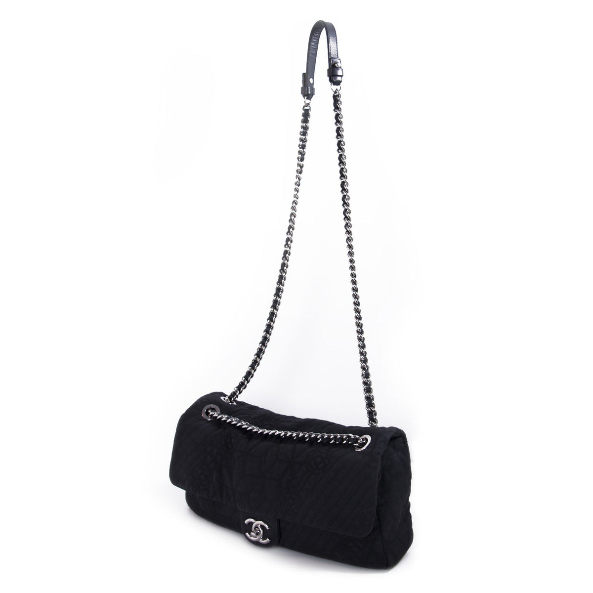 Chanel Stitched Camelia Jersey Flap Bag