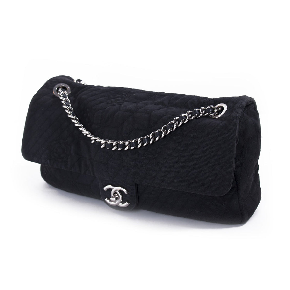 Chanel Stitched Camelia Jersey Flap Bag