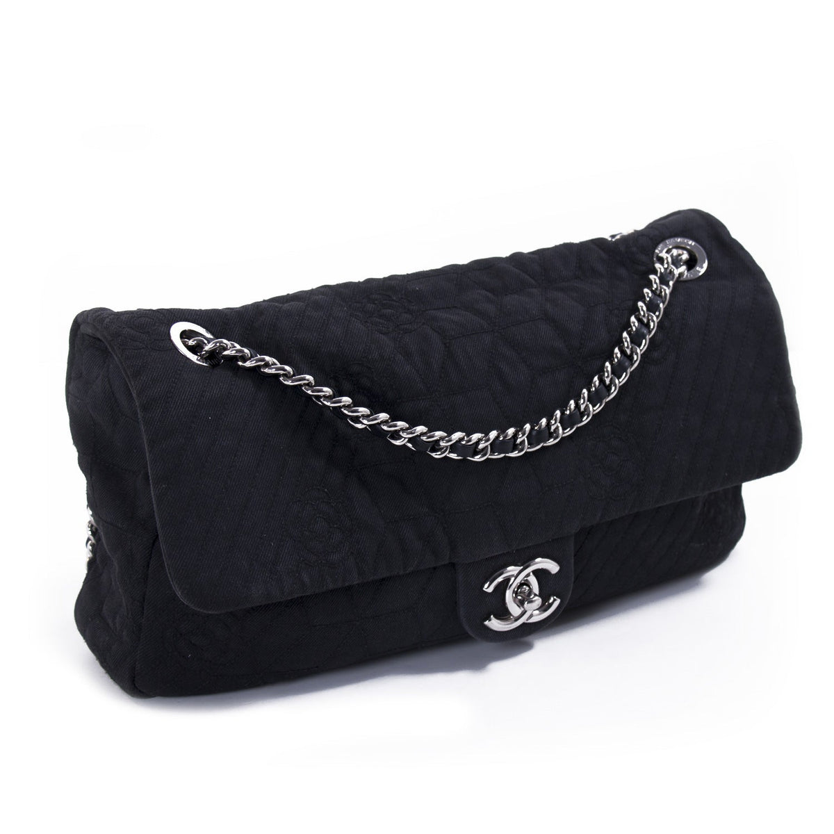 Chanel Stitched Camelia Jersey Flap Bag