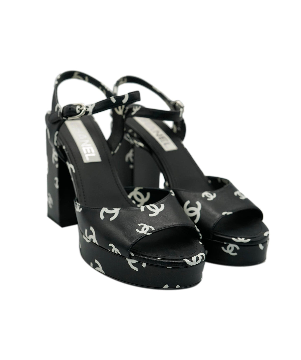 Chanel Logo Black & White Heels - DXBS2967