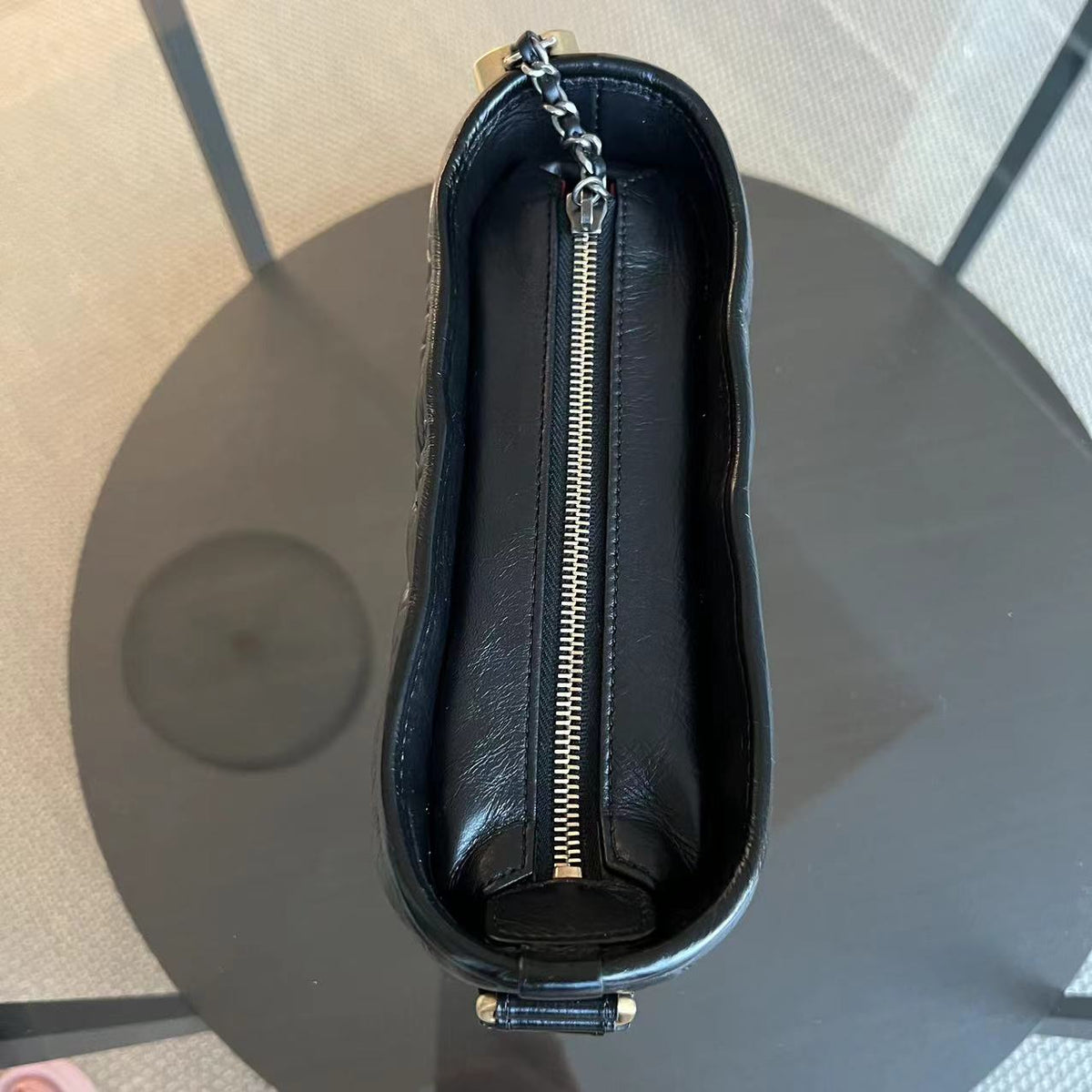 Gabrielle Small Hobo Chevron Calfskin Black GHW No 26