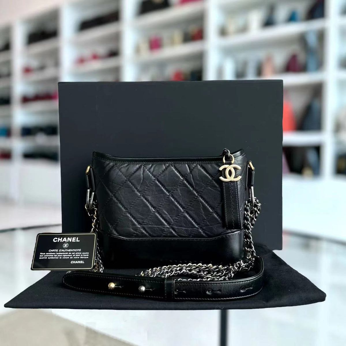 Gabrielle Small Quilted Calfskin Black Two-tone Hardware Series 28