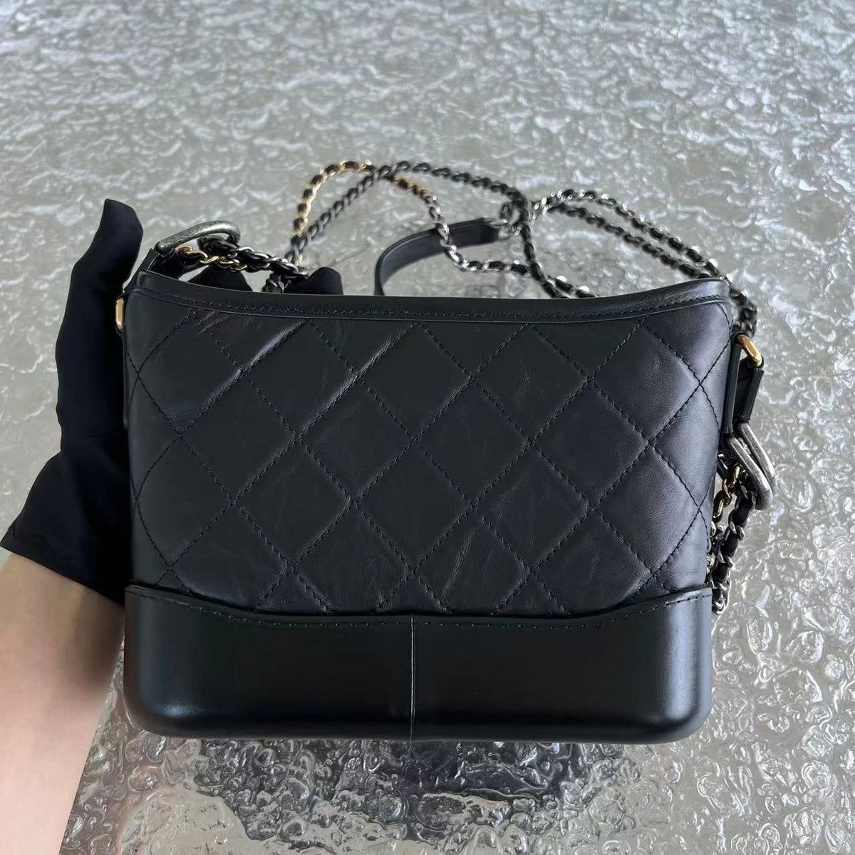 Gabrielle Small Quilted Calfskin Black Two-tone Hardware Series 28
