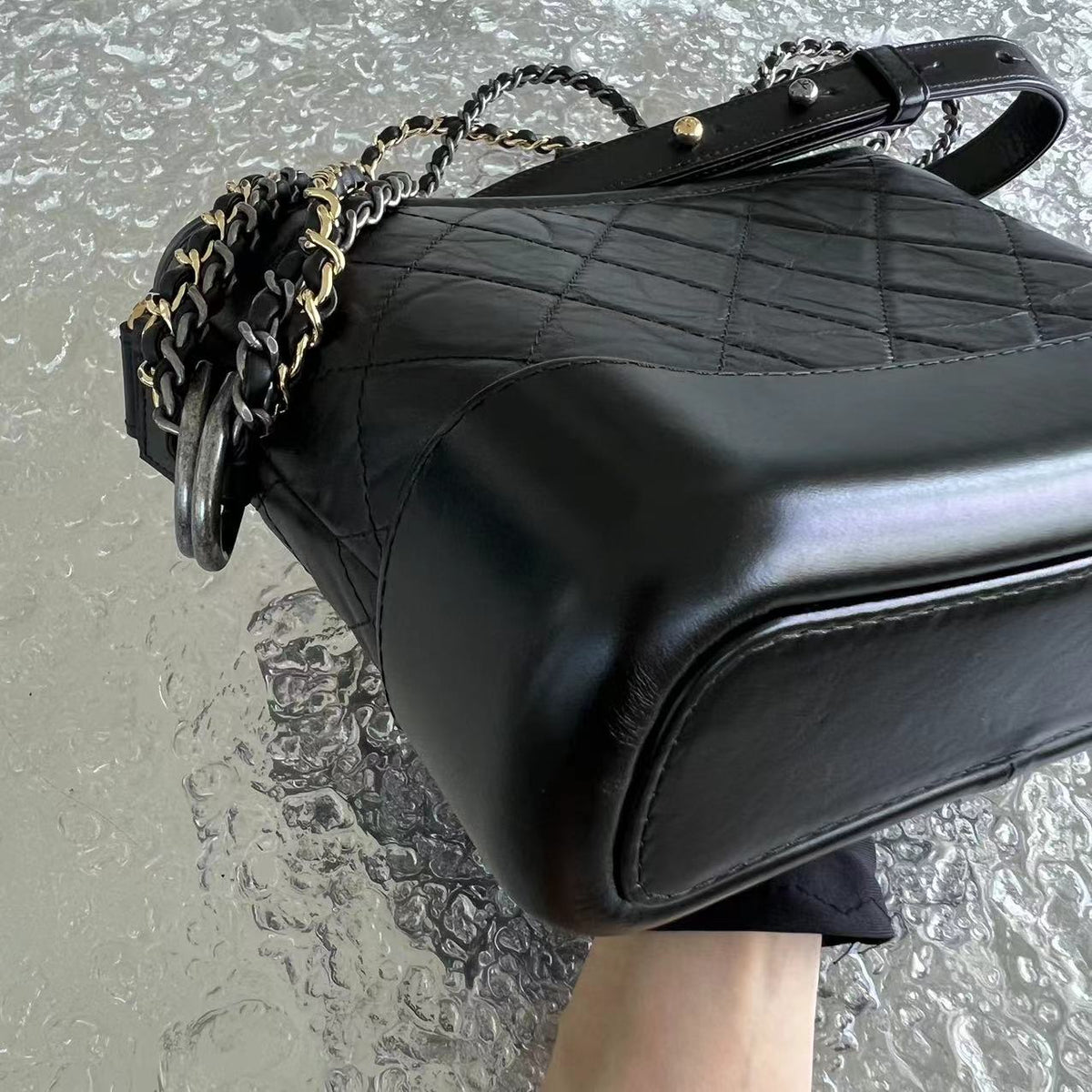 Gabrielle Small Quilted Calfskin Black Two-tone Hardware Series 28