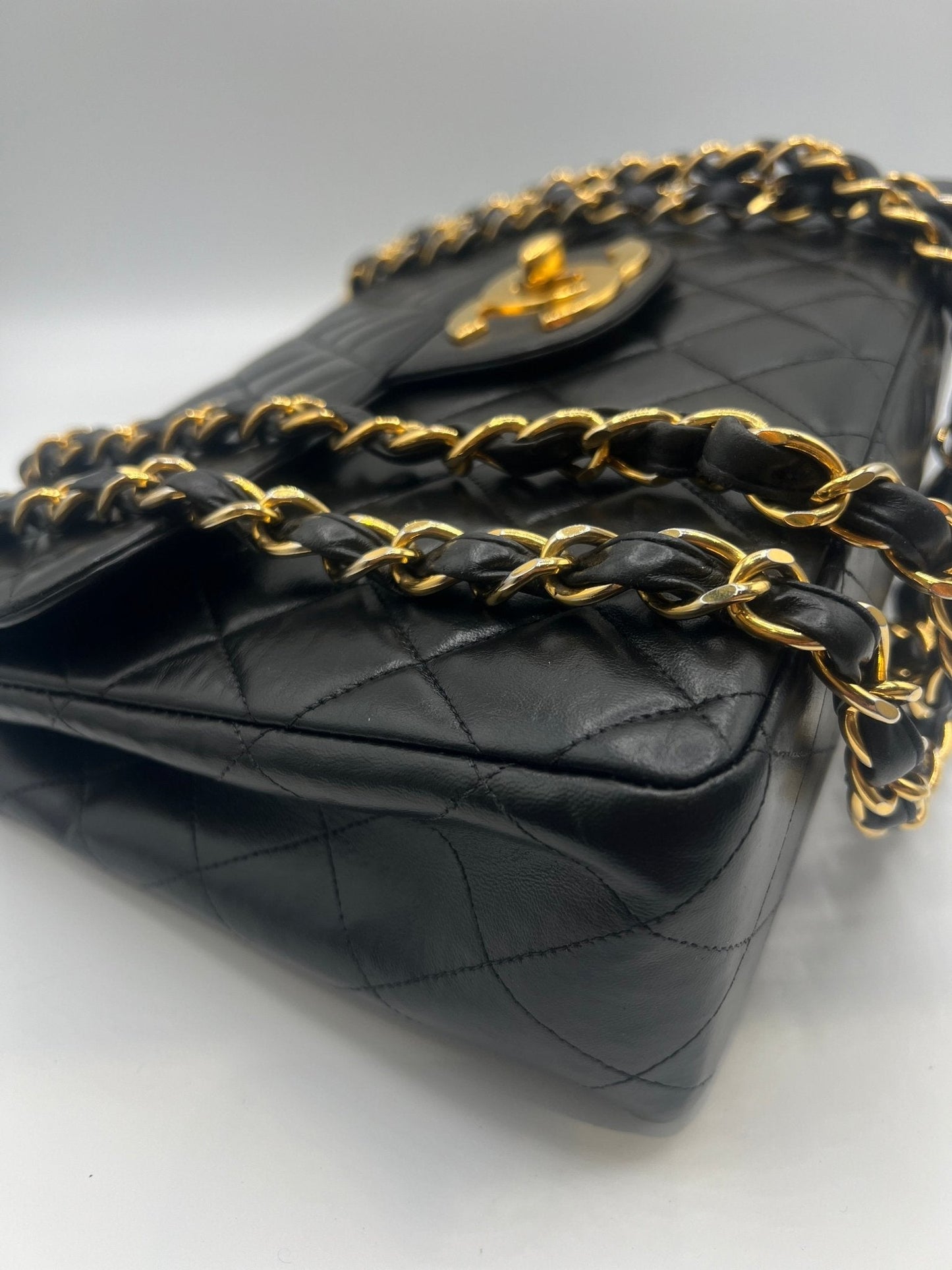 Chanel - grand sac classique vintage chocolat