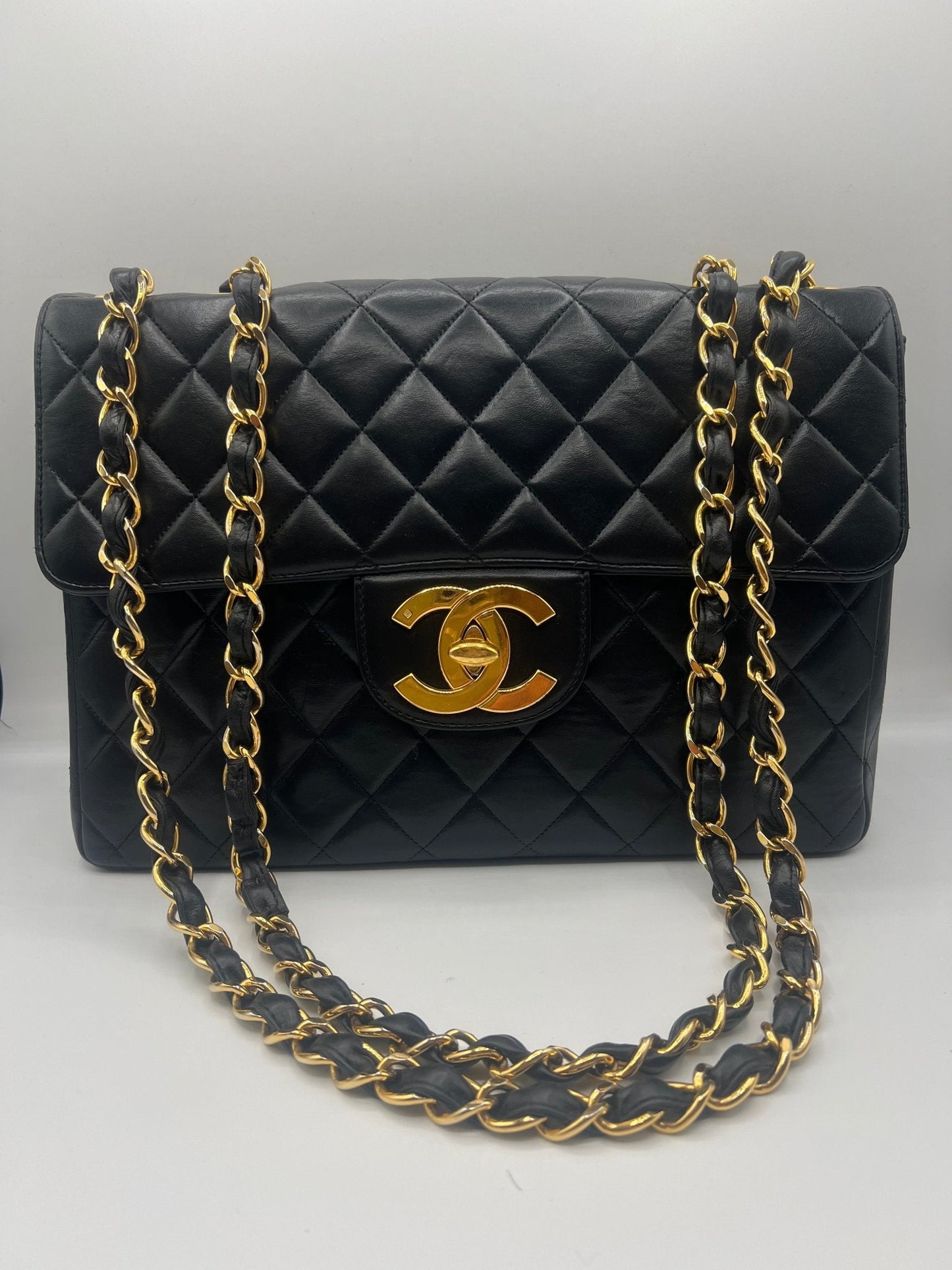 Chanel - grand sac classique vintage chocolat