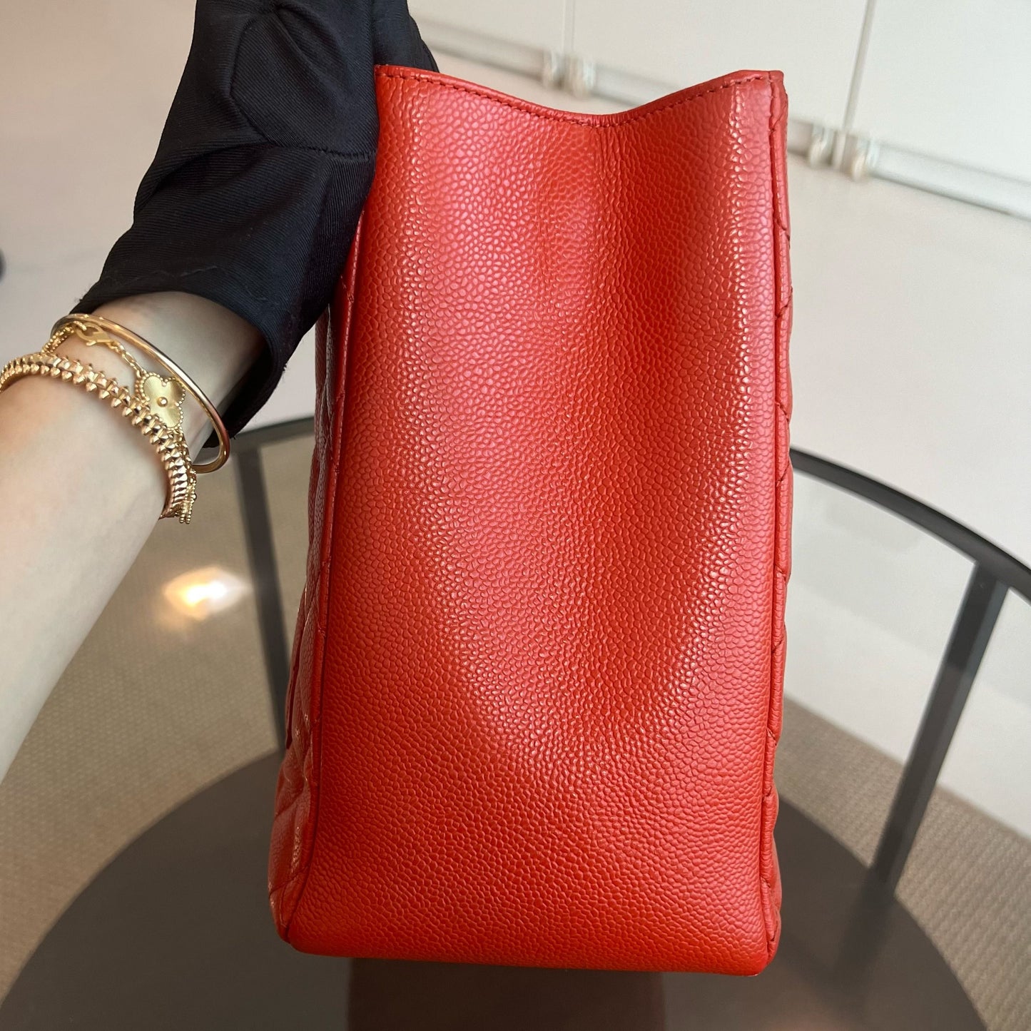 GST Grand Shopping Tote Caviar Salmon Red No.17